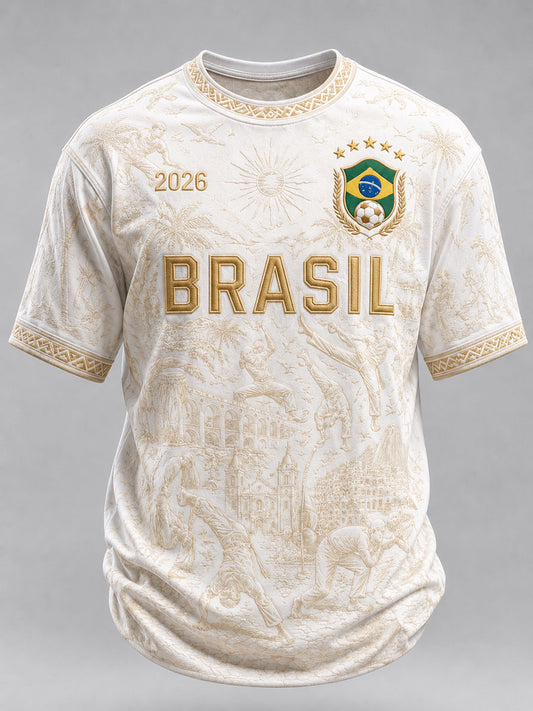 Men's Brazil Football Print Casual T-Shirt