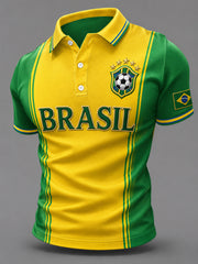 Men's Gift For Brasil Football Fans Print Casual Polo