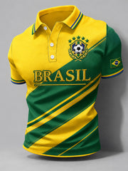 Men's Gift For Brasil Football Fans Print Casual Polo