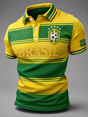 Men's Gift For Brasil Football Fans Print Casual Polo