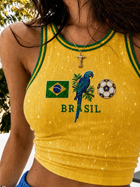 Women's Brazil Football Fan Gift Printed Casual Vest
