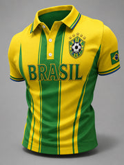 Men's Gift For Brasil Football Fans Print Casual Polo