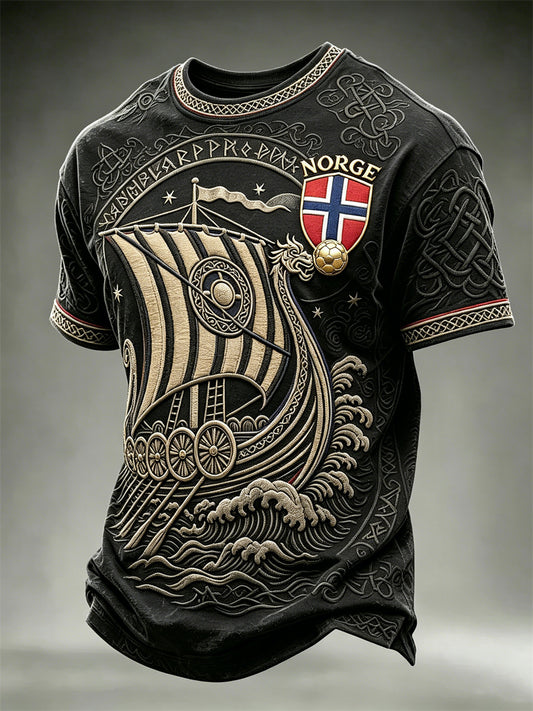 Men's Norway Football Viking Ship Celtic Knot Print short sleeves t-shirt