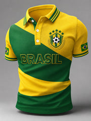 Men's Gift For Brasil Football Fans Print Casual Polo
