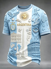 Men's Argentina Football Inspired Print Short Sleeves T-shirt