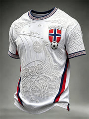 Men's Norway Football Viking Ship Celtic Knot Flag Print short sleeves t-shirt