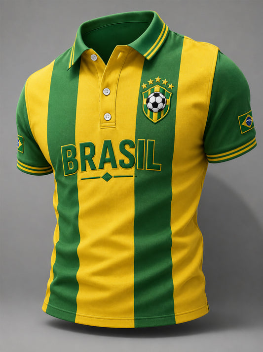 Men's Gift For Brasil Football Fans Print Casual Polo