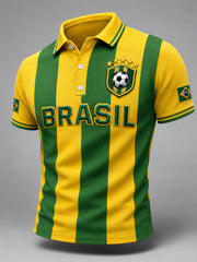 Men's Gift For Brasil Football Fans Print Casual Polo