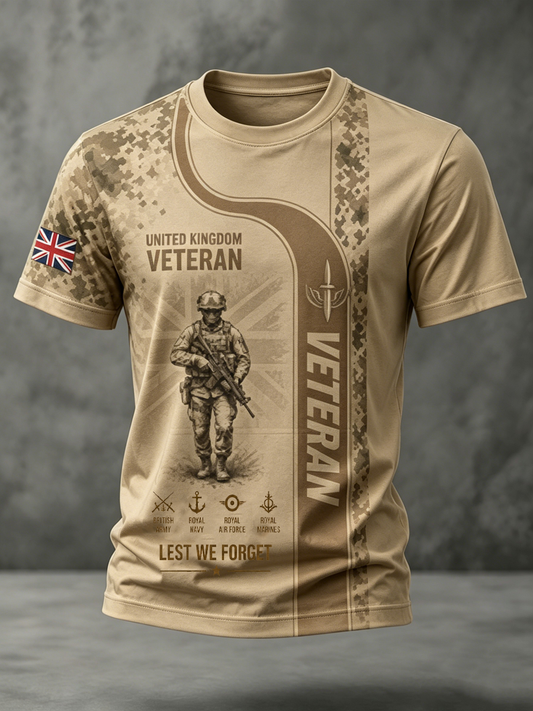 Men's British Veteran Print short sleeves t-shirt