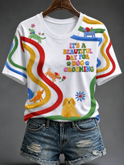 Women's Rainbow Dog Short-sleeved T-shirt