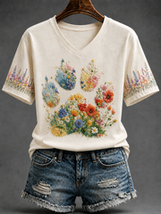 Women's Dog Paw Short-sleeved T-shirt