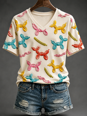 Women's Colorful Dog Short-sleeved T-shirt