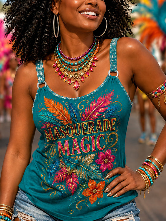 Women's Caribbean Carnival Print Casual Sleeveless Top