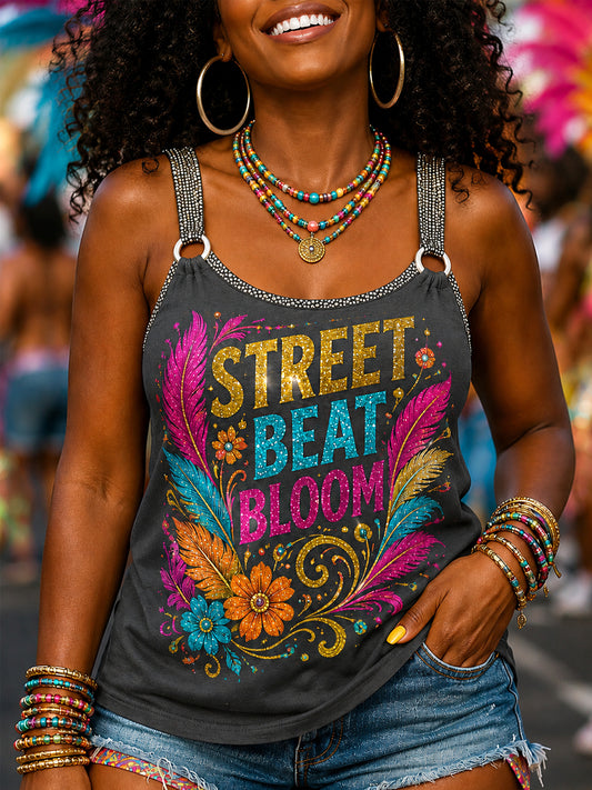 Women's Caribbean Carnival Print Casual Sleeveless Top
