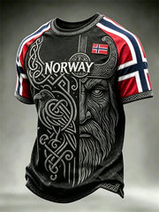 Men's Norway Viking Warrior & Raven Celtic Knot Flag Print short sleeves t-shirt