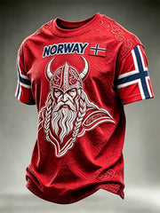 Men's Norway Viking Warrior Celtic Knot Flag Print short sleeves t-shirt