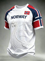 Men's Norway Viking Ship Celtic Knot Flag Print short sleeves t-shirt