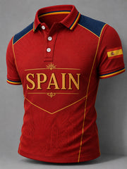 Men's España Print Casual Polo