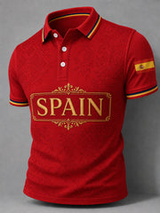 Men's España Print Casual Polo