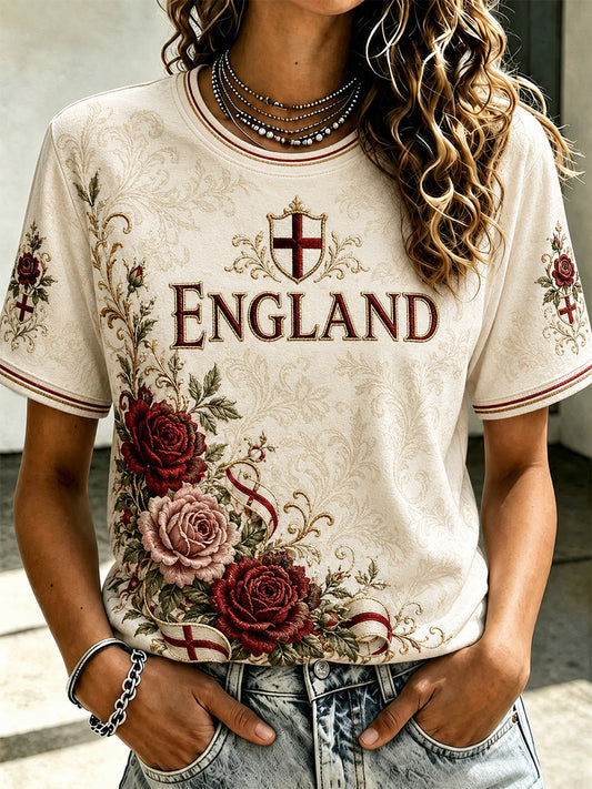 Women's England Print Casual Tee
