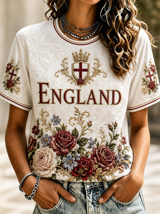 Women's England Print Casual Tee
