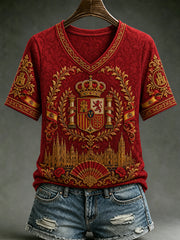 Women's Spain Lover Art Printed Casual T-shirt