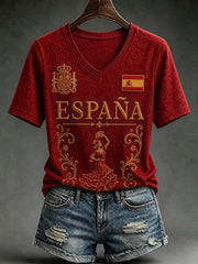 Women's Spain Lover Art Printed Casual T-shirt