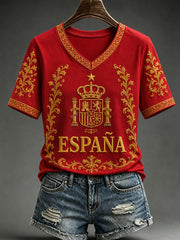 Women's Spain Lover Art Printed Casual T-shirt