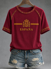 Women's Spain Lover Art Printed Casual T-shirt