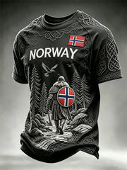 Men's Norway Viking Warrior Dark Forest Celtic Knot Flag Print short sleeves t-shirt
