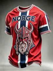 Men's Norway Viking Warrior Celtic Knot Flag Print short sleeves t-shirt