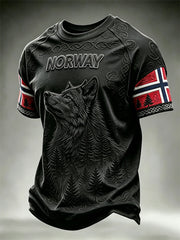 Men's Norway Viking Wolf Dark Forest Celtic Knot Flag Print short sleeves t-shirt
