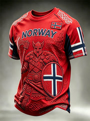 Men's Norway Viking Warrior Celtic Knot Flag Print short sleeves t-shirt