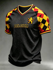 Men's Belgian Style Commemorative Casual V-neck T-shirt