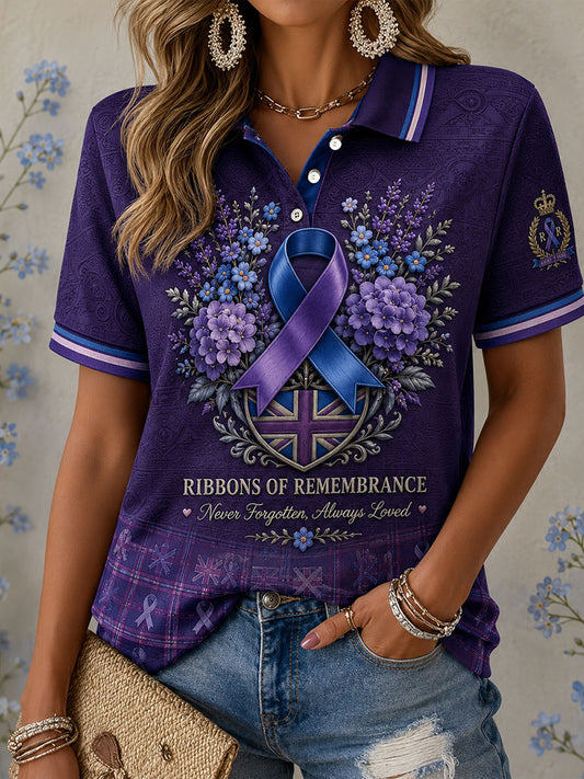 Women's UK Alzheimer's Awareness Floral Printed Casual Tops