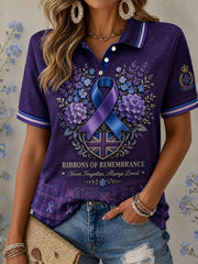 Women's UK Alzheimer's Awareness Floral Printed Casual Tops