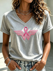 Women's Breast Cancer Ribbon Print  short-sleeved T-shirt