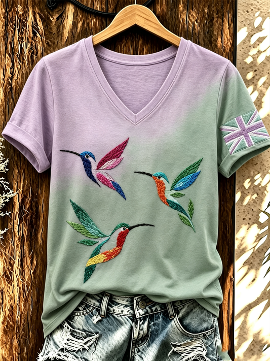 Women's UK Alzheimer's Awareness Floral Printed short-sleeved T-shirt