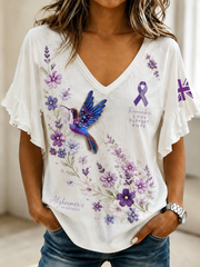 Women's UK Alzheimer's Awareness Floral Printed Shot Short Sleeve T-Shirt