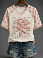 Women's Rose Of Tralee V-neck Off-shoulder Short-sleeved T-shirt