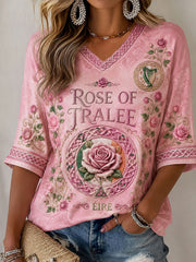 Women's Rose Of Tralee Mid-length Sleeves V-Neck T-Shirt