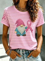 Women's Pink Ribbon Gnome Short-sleeved T-shirt