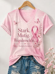 Women's Breast Cancer Awareness Print T-shirt