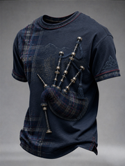 Men's Scottish bagpipe print short sleeves t-shirt