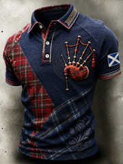 Men's Scottish bagpipe print polo shirt