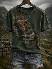 Women's Scottish Highland Cattle Printed V-neck T-shirt