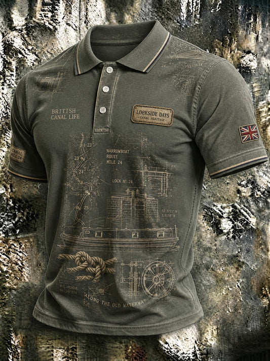 Men's Lockside Days British Canal Life Printed Shirt