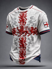 Men's England Roses&Lions Proud Art Printed T-shirt