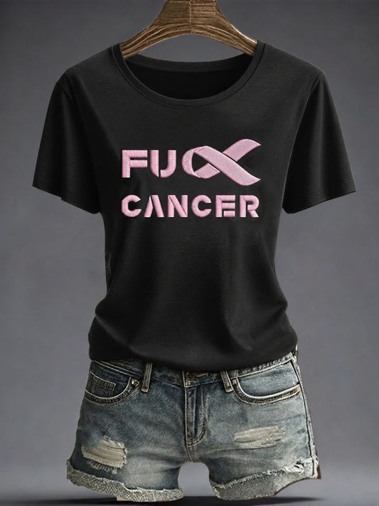 Women's “Fuck Cancer” Printed T-shirt