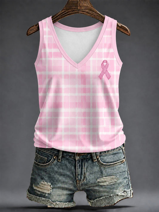 Women's Breast Cancer Pink V-neck vests